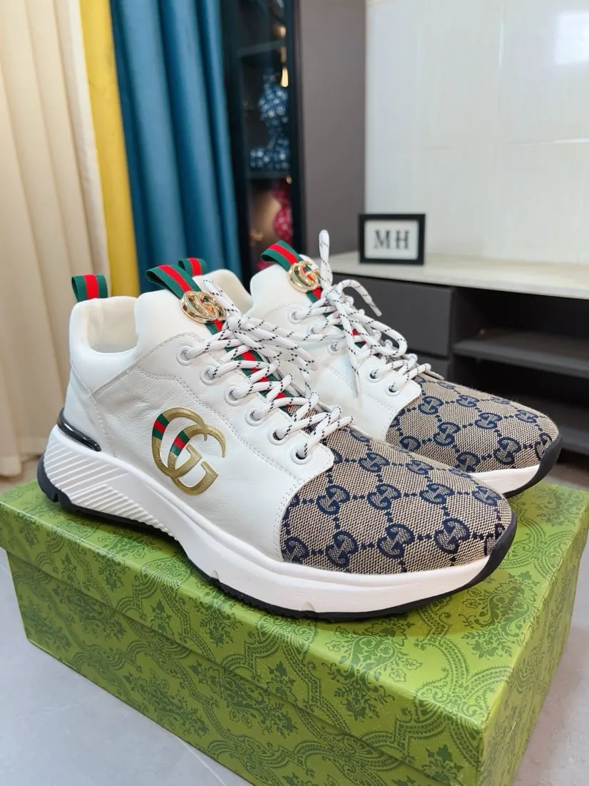 Men's shoes 💰458🌹🌹GUCCI [Gucci] New high-end brand of men's shoes, the latest fashionable casual men's shoes, trendy and versatile, relaxed and sporty style, uppers imported from Italy, first-layer cowhide, genuine leather lining, and ultra-fine workmanship. Original personalized fashionable rubber wear-resistant outsole, light and comfortable on the foot, size 38-44